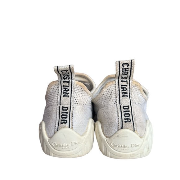 Dior White Knit Fabric D-Fence Slip On Sneakers Bumblebee Embroidery Size 37 - Picture 3 of 7